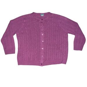 Woman Within Sara Morgan Acrylic Pink Cable Womens Knit Cardigan Plus Size XXL